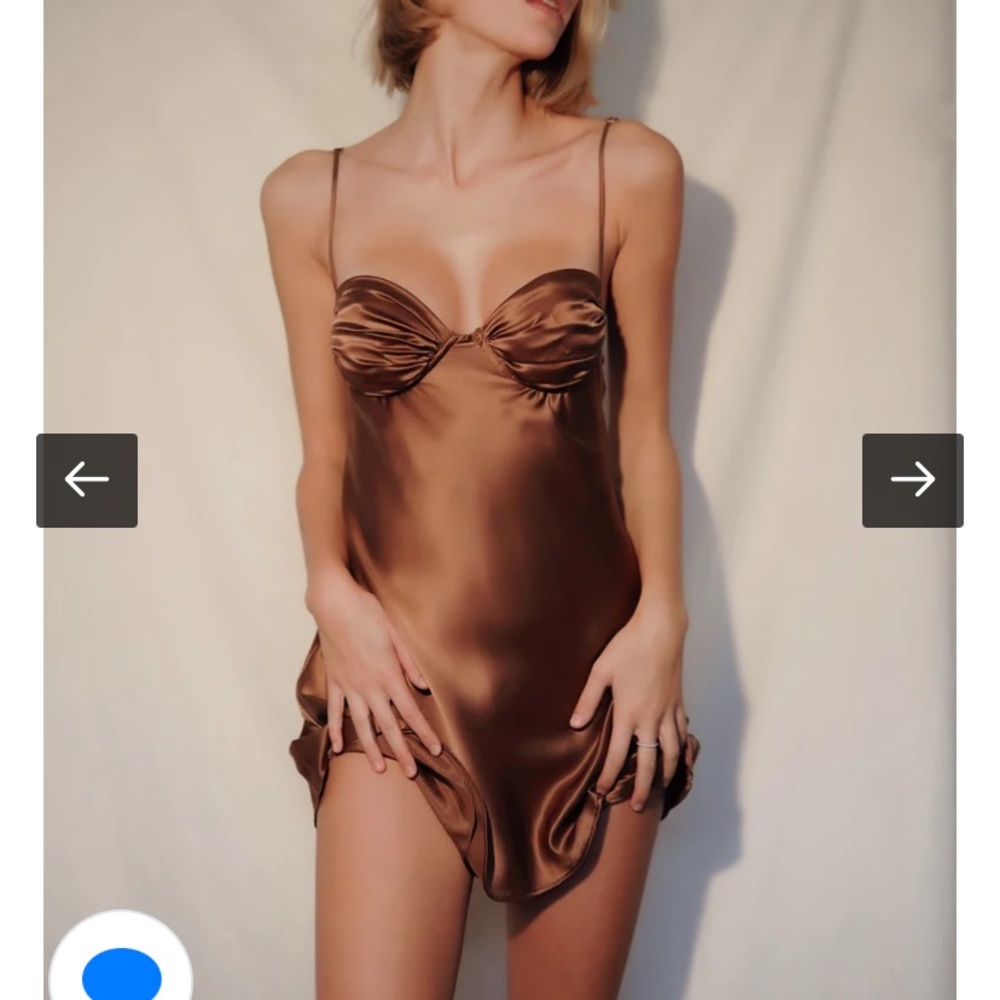 Two bodies silk dress in brown